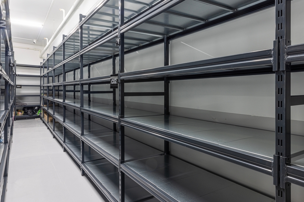 Heavy-duty used steel shelving system