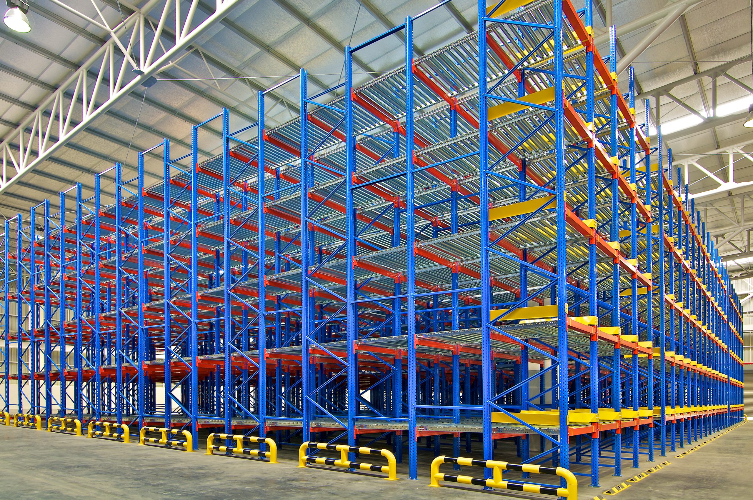 Warehouse with durable used steel shelving units for bulk storage solutions