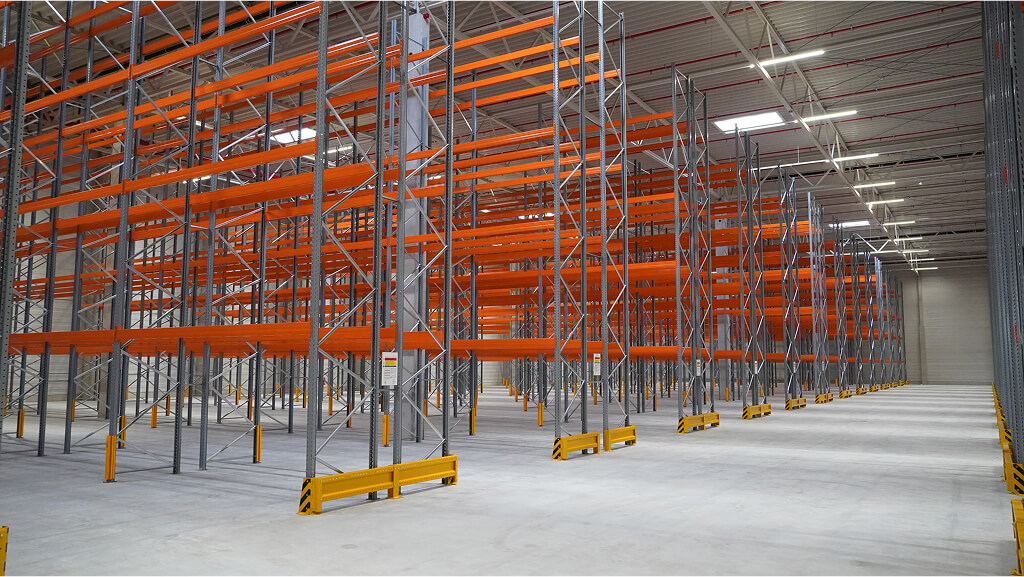 Empty pallet racking system ready for warehouse setup