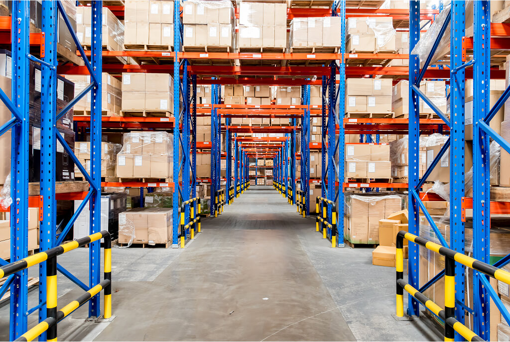 Installed warehouse pallet racks for organized storage