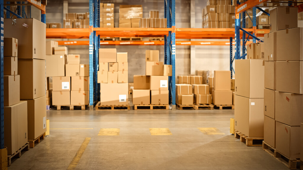 Stacked boxes on used racking